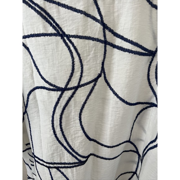 Soft Surroundings white and blue streak top Button Down Tunic blouse Large - Picture 9 of 10
